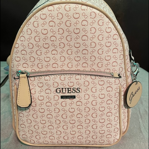 pink guess mini backpack